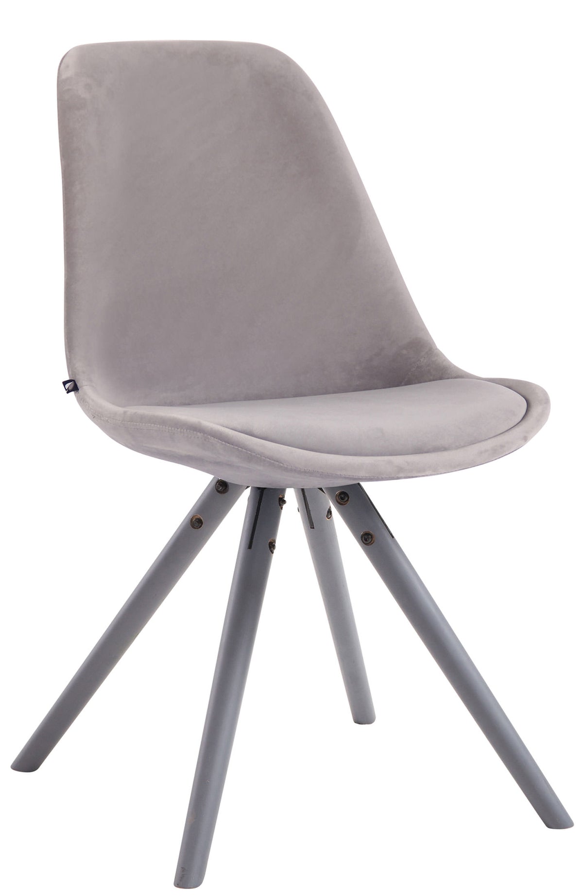 TPFLiving Besucherstuhl Toulon Samt Gestell Buchenholz Grau rund