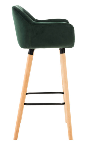 TPFLiving set of 2 bar stools Grande frame wood velvet
