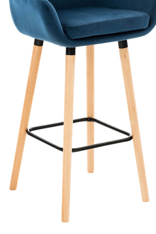 TPFLiving set of 2 bar stools Grande frame wood velvet
