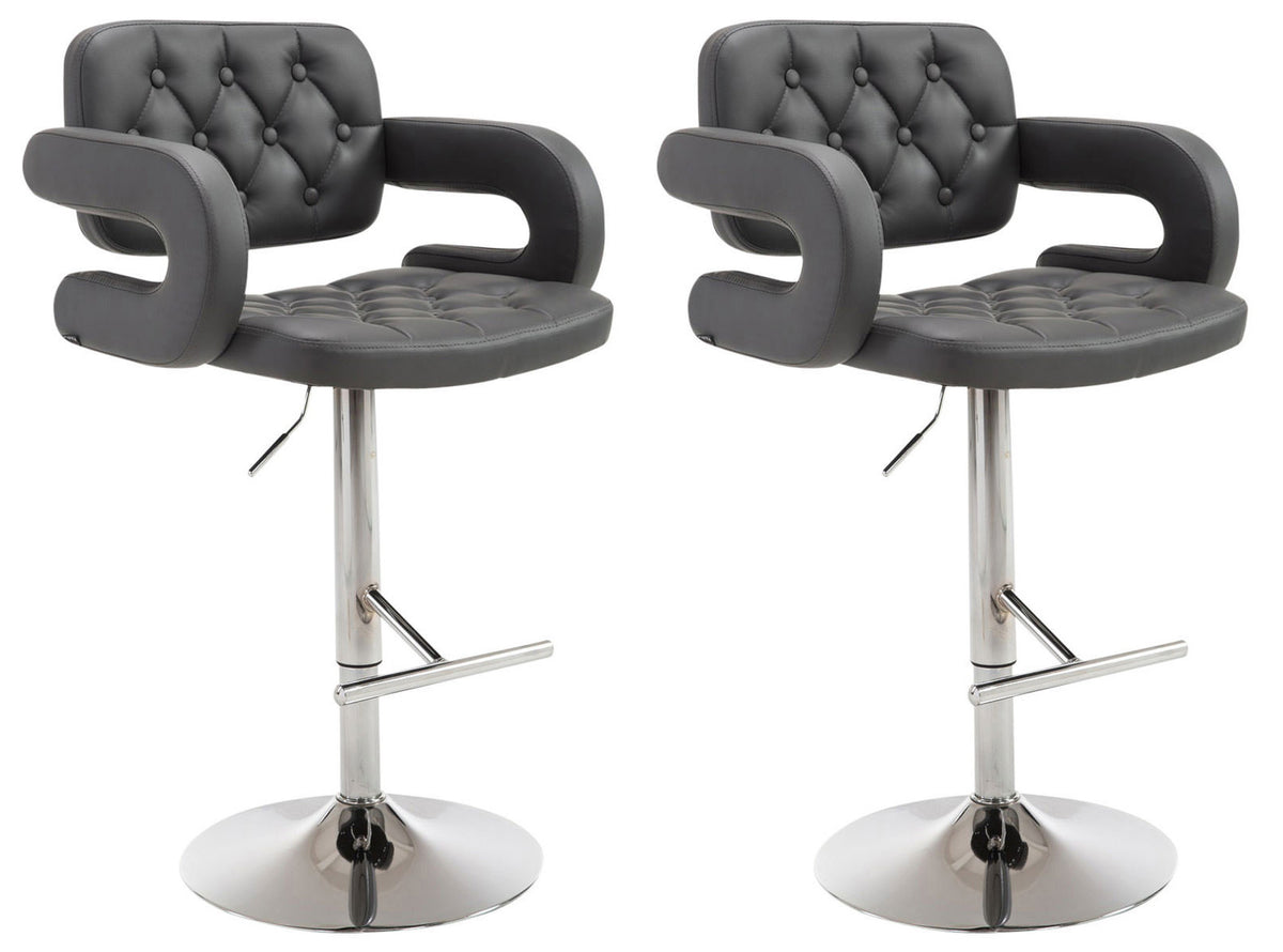TPFLiving 2er Set Barhocker Dubai Gestell Metall in Chromoptik Kunstleder