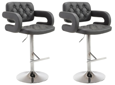 TPFLiving set of 2 bar stools Dubai metal frame in chrome look faux leather