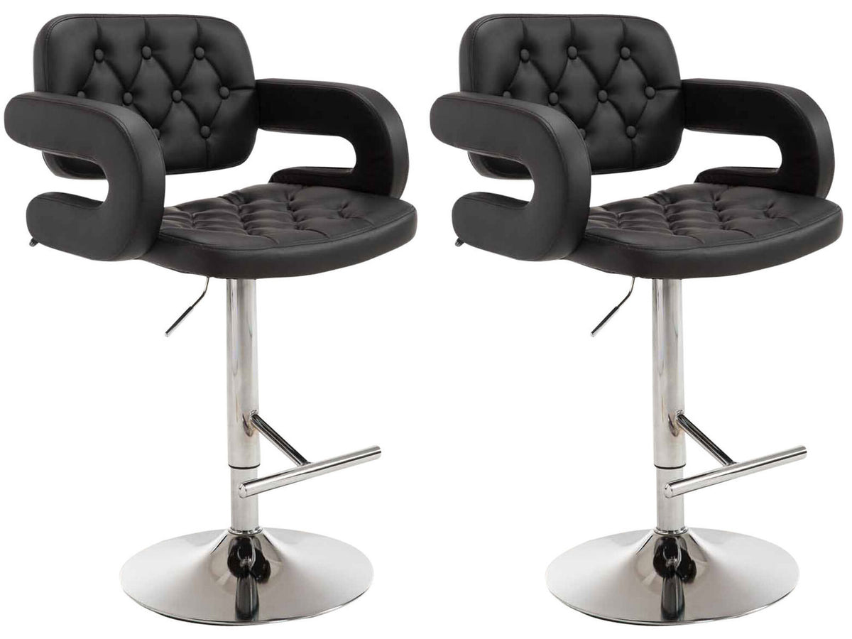 TPFLiving 2er Set Barhocker Dubai Gestell Metall in Chromoptik Kunstleder