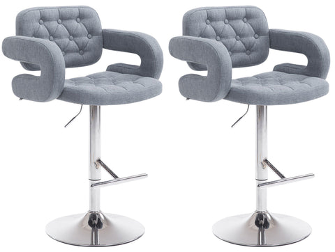 TPFLiving 2er Set Barhocker Dubai Gestell Metall in Chromoptik Stoff