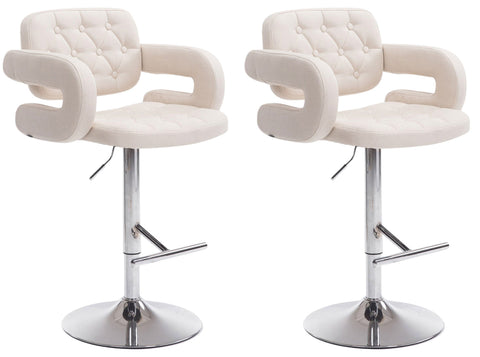 TPFLiving 2er Set Barhocker Dubai Gestell Metall in Chromoptik Stoff