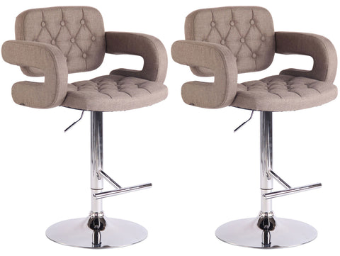 TPFLiving 2er Set Barhocker Dubai Gestell Metall in Chromoptik Stoff