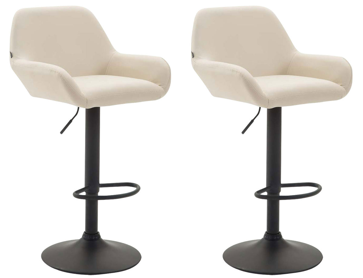 TPFLiving 2er Set Barhocker Bragnum Gestell schwarz Kunstleder