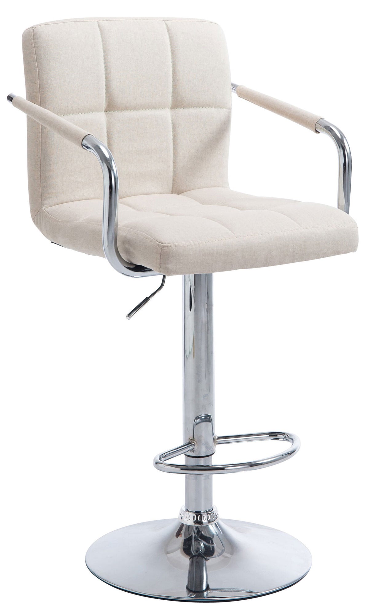 TPFLiving bar stool Luca metal frame in chrome look fabric