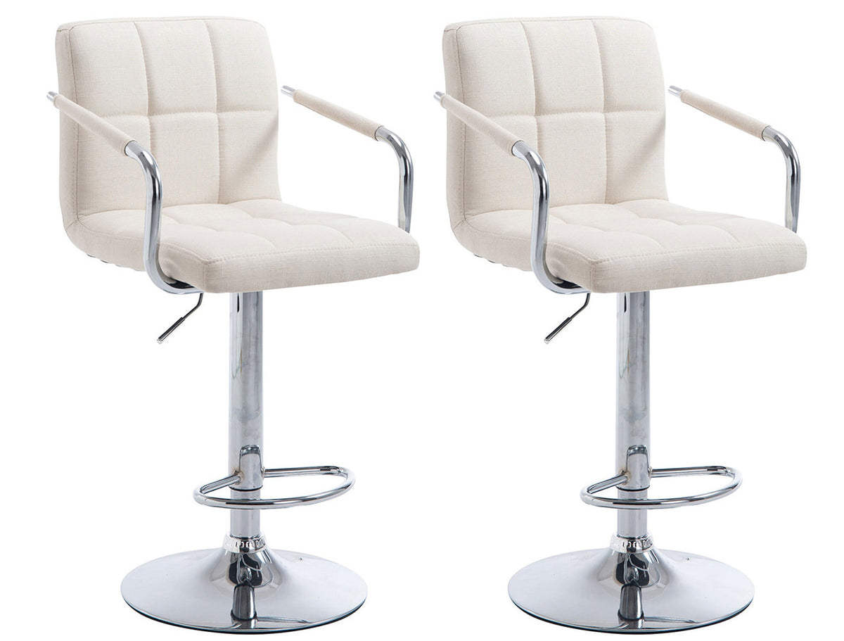 TPFLiving Set of 1 bar stools Luca metal frame in chrome look fabric