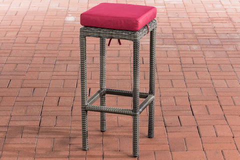 TPFLiving bar stool Alina 5mm seat cushion ruby ​​red frame polyrattan