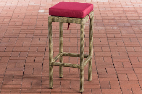 TPFLiving bar stool Alina 5mm seat cushion ruby ​​red frame polyrattan