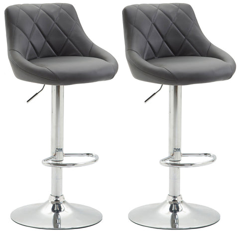 TPFLiving 2er Set Barhocker Lazius Gestell Metall in Chromoptik Kunstleder