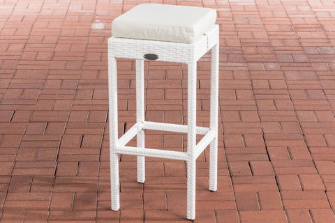 TPFLiving bar stool Alina seat cushion cream white frame polyrattan