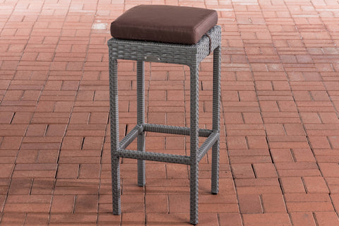 TPFLiving bar stool Alina seat cushion terra brown frame polyrattan