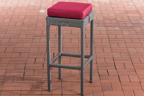 TPFLiving bar stool Alina seat cushion ruby ​​red frame polyrattan