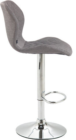 TPFLiving bar stool Cora metal frame in chrome look fabric