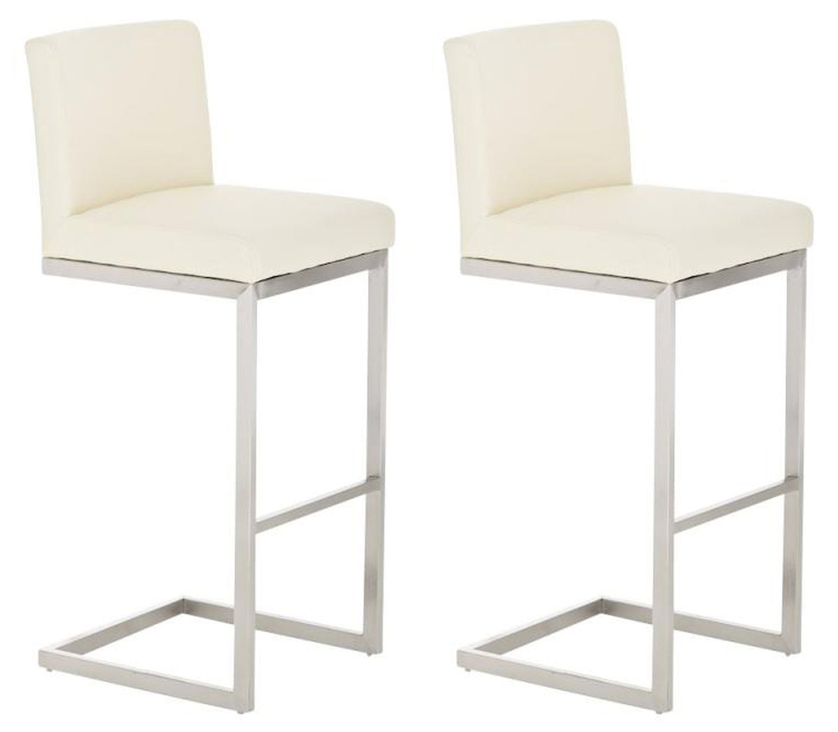 TPFLiving Set of 2 bar stools Paragon frame stainless steel faux leather