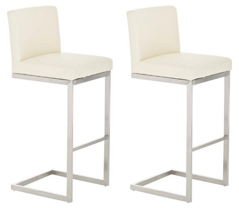 TPFLiving Set of 2 bar stools Paragon frame stainless steel faux leather