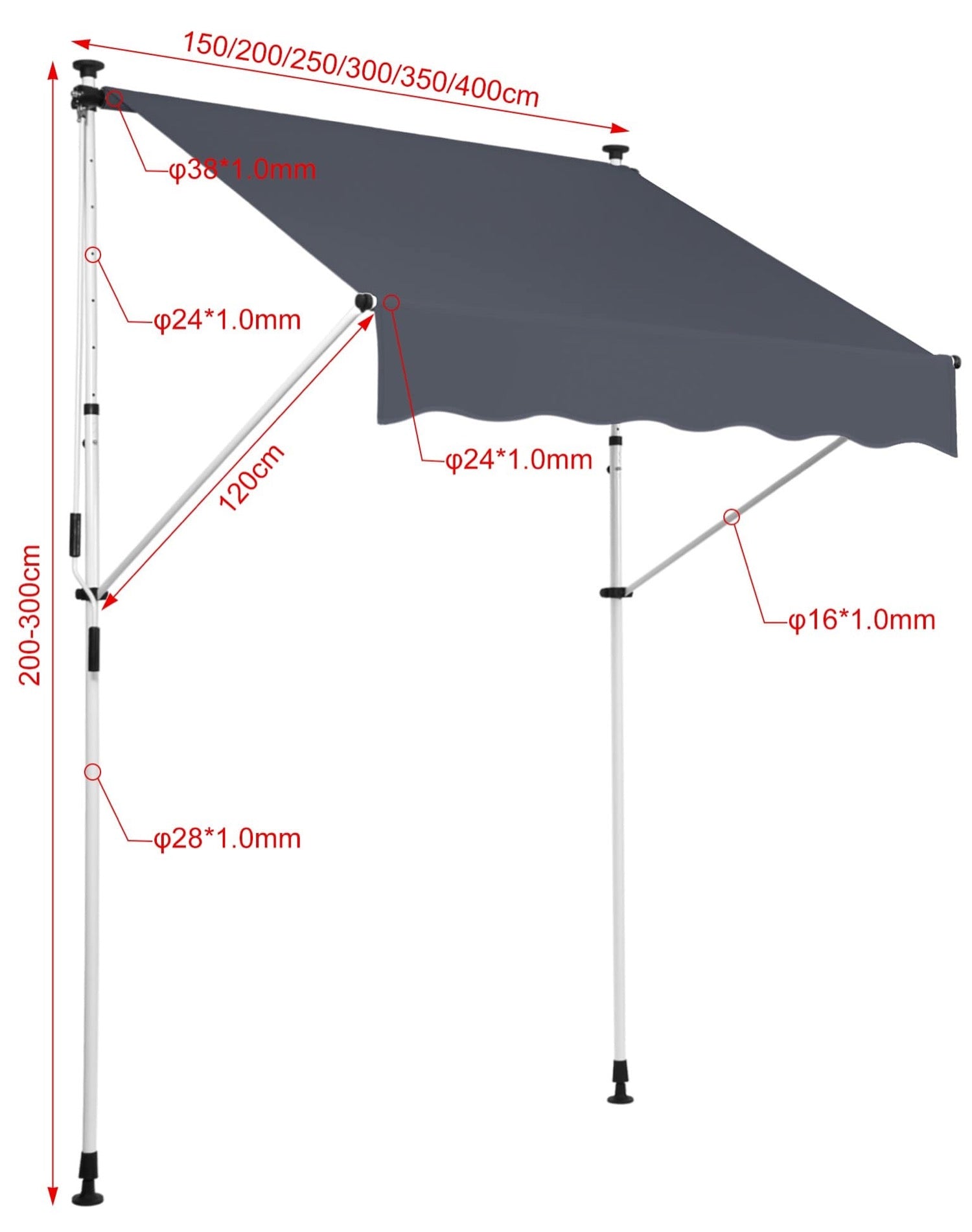 TPFGarden Klemmmarkise Wendy 400x120 cm