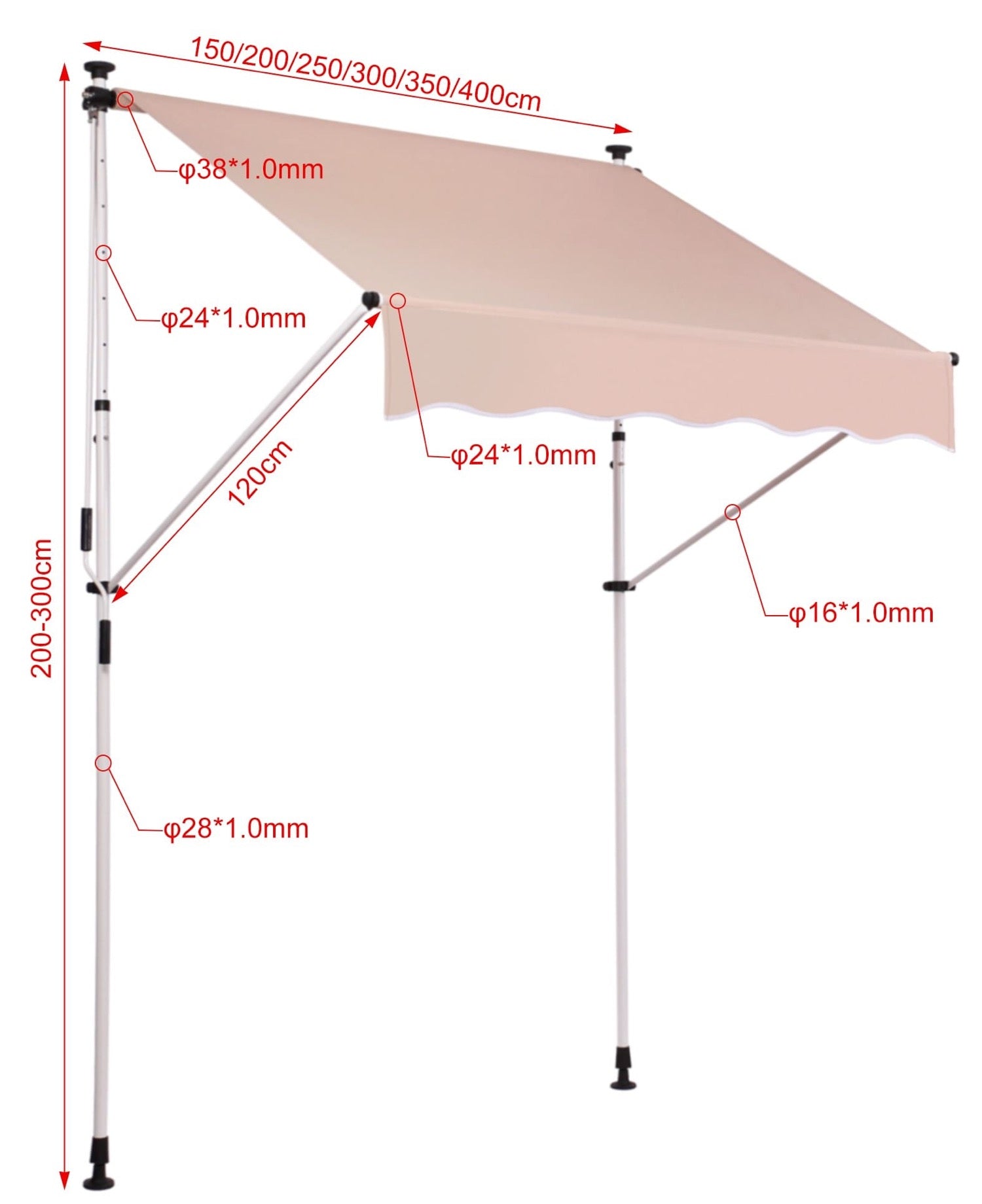 TPFGarden Klemmmarkise Wendy 150x120 cm