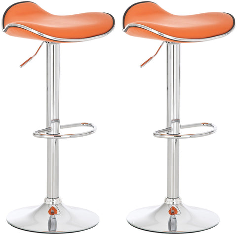 TPFLiving Set of 2 bar stools Shangrila metal frame in chrome look faux leather