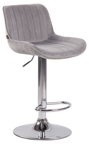 TPFLiving bar stool Lento metal frame in chrome look velvet