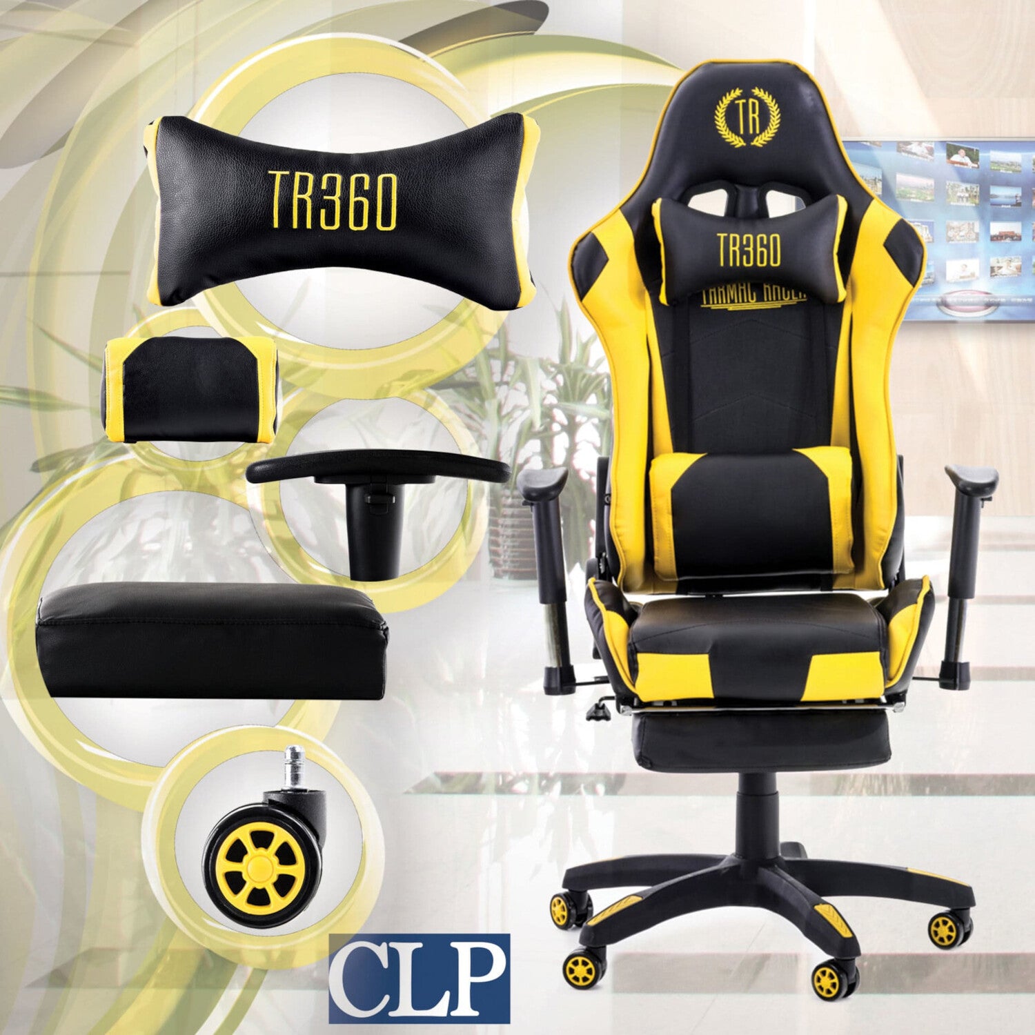 TPFLiving Racing Bürostuhl Turbine mit Fußablage