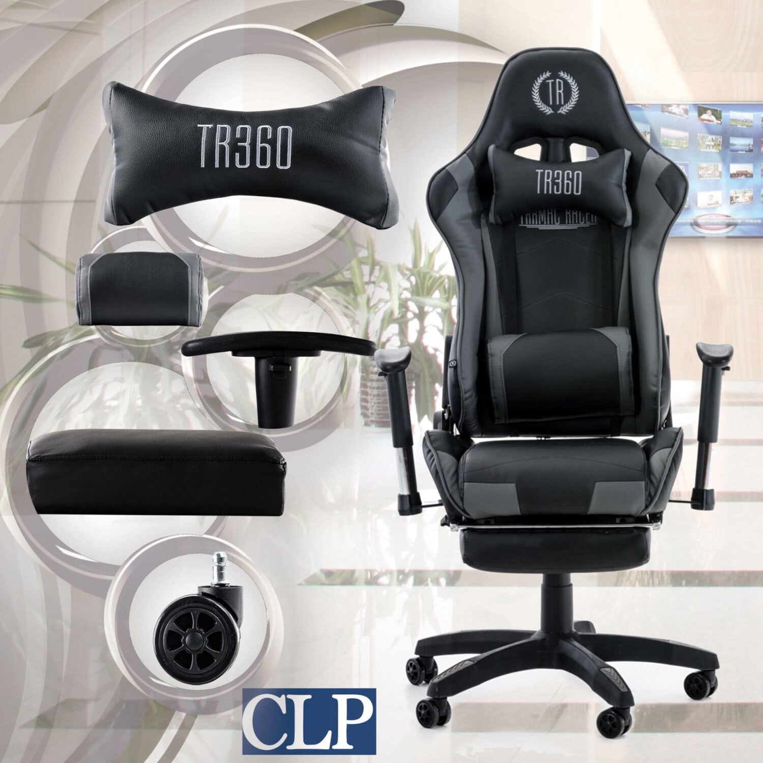 TPFLiving Racing Bürostuhl Turbine mit Fußablage