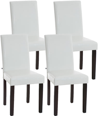 TPFLiving 4er Set Esszimmerstuhl Ines Kunstleder Gestell Holz Dunkelbraun