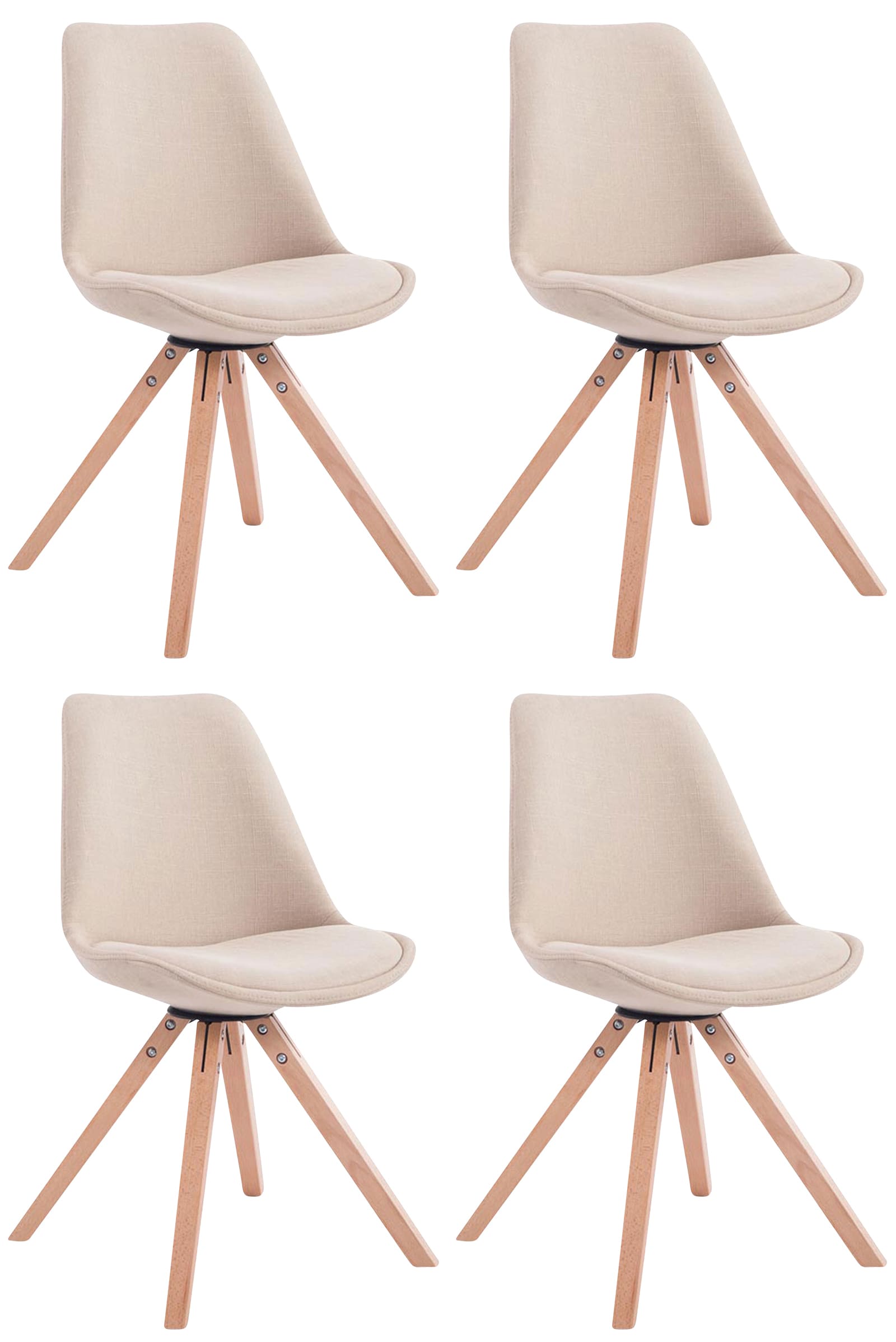 TPFLiving 4er Set Besucherstuhl Toulon Stoff Gestell Holz Square Natura