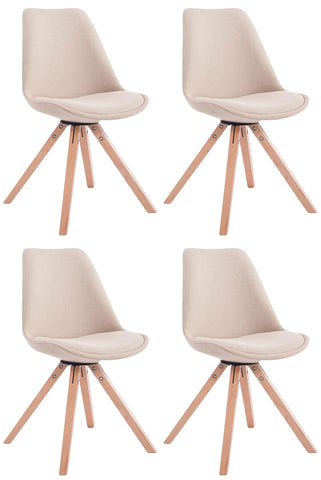 TPFLiving 4er Set Besucherstuhl Toulon Stoff Gestell Holz Square Natura