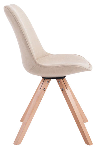 TPFLiving 4er Set Besucherstuhl Toulon Stoff Gestell Holz Square Natura