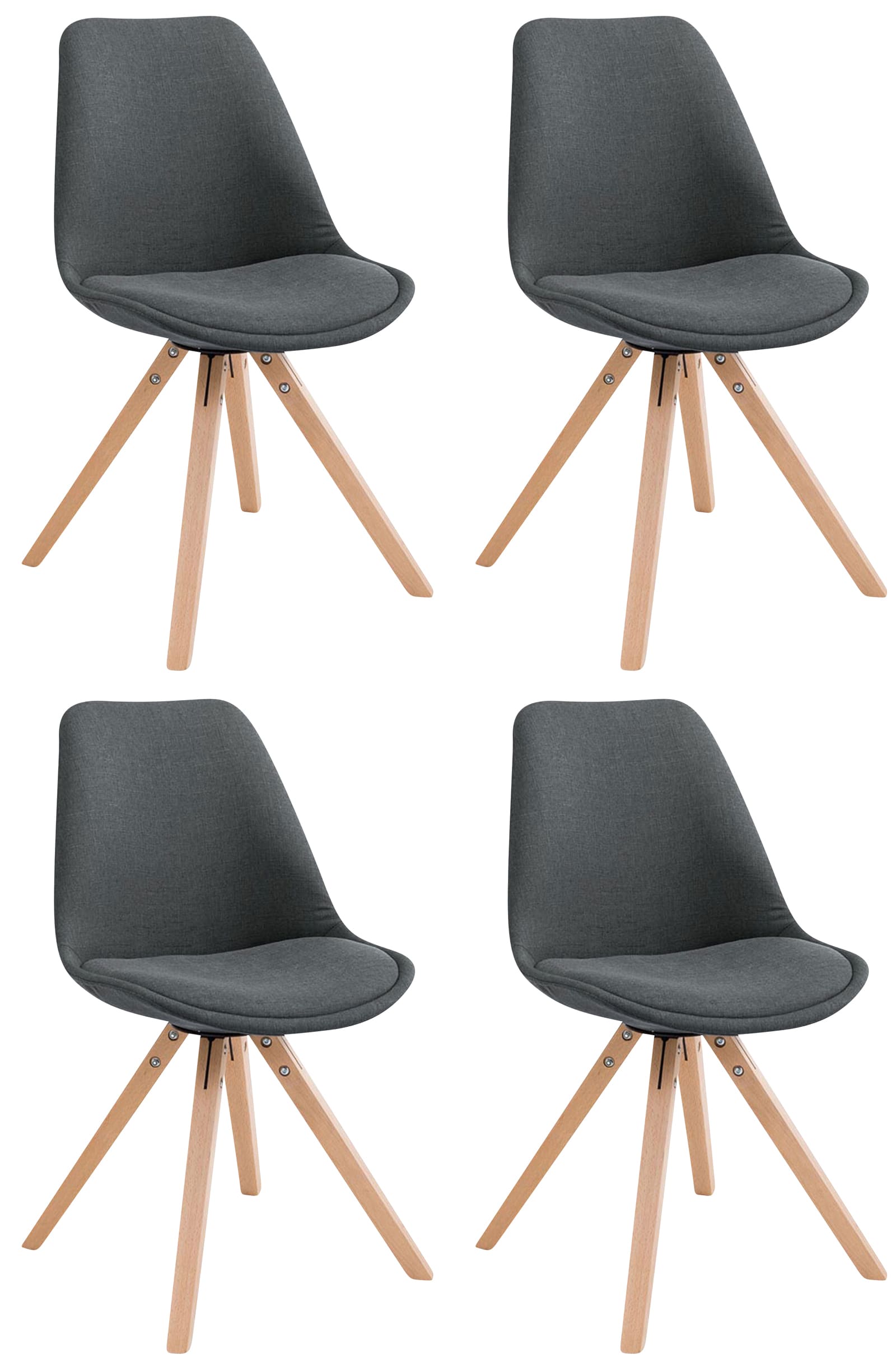 TPFLiving 4er Set Besucherstuhl Toulon Stoff Gestell Holz Square Natura