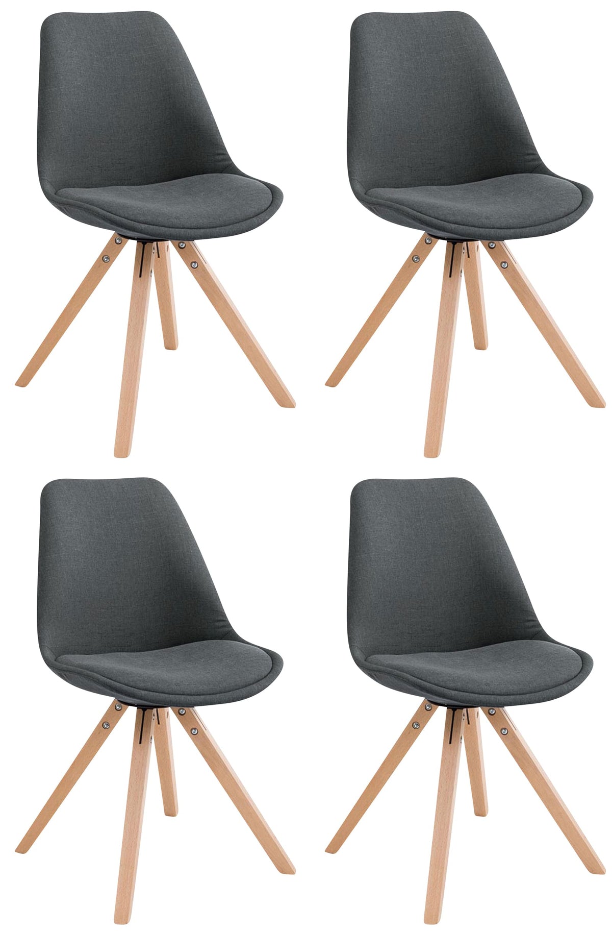 TPFLiving 4er Set Besucherstuhl Toulon Stoff Gestell Holz Square Natura