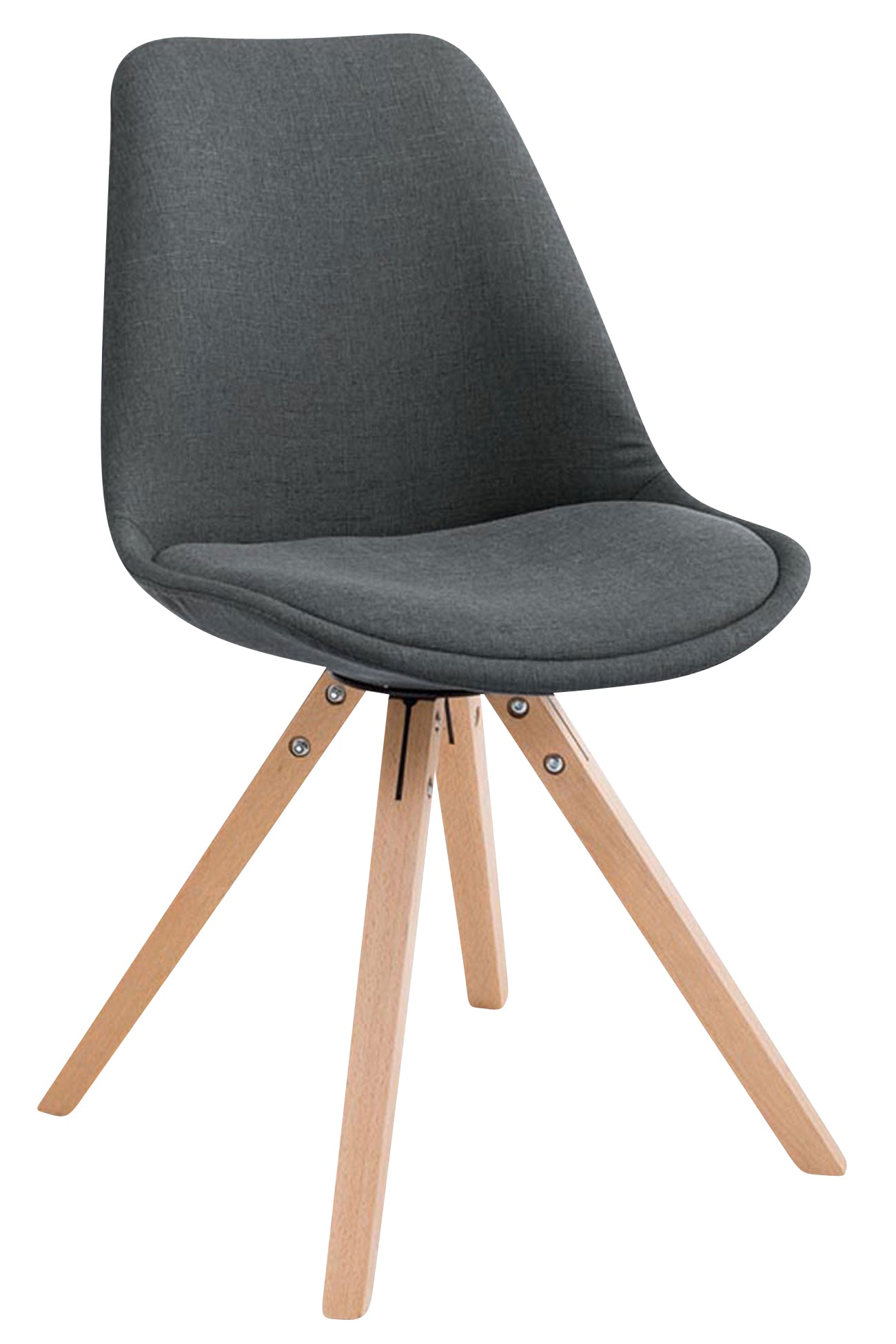 TPFLiving 4er Set Besucherstuhl Toulon Stoff Gestell Holz Square Natura