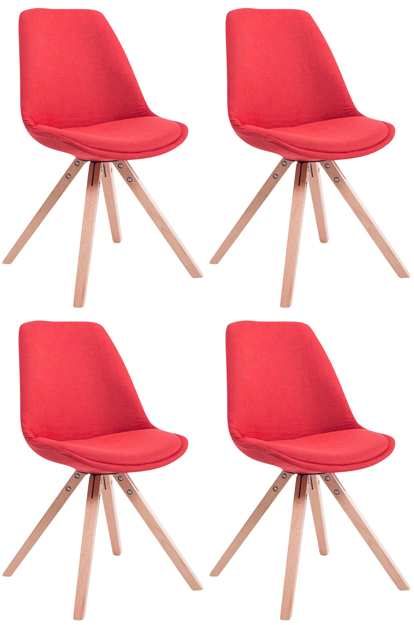 TPFLiving 4er Set Besucherstuhl Toulon Stoff Gestell Holz Square Natura