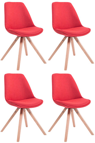 TPFLiving 4er Set Besucherstuhl Toulon Stoff Gestell Holz Square Natura
