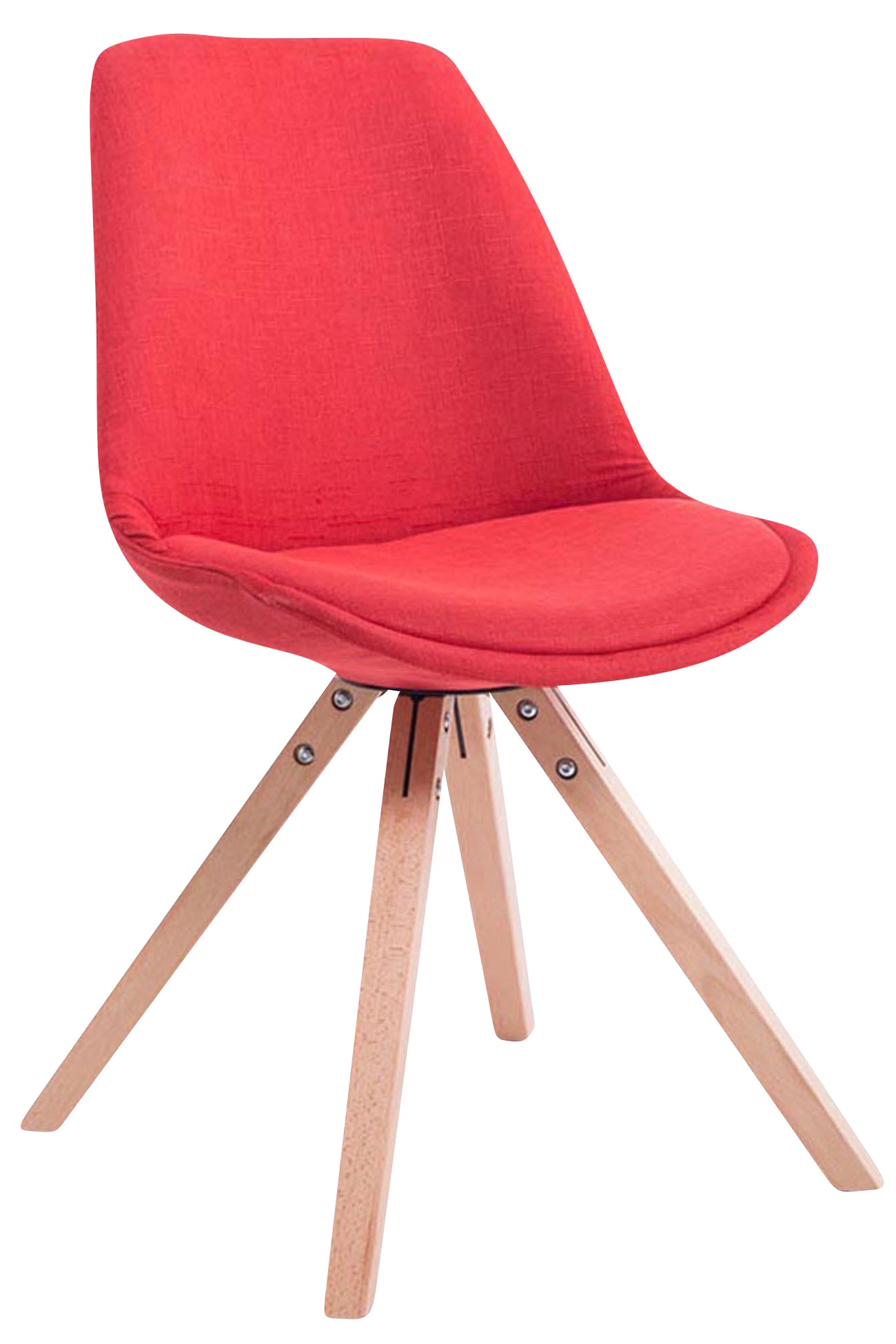 TPFLiving 4er Set Besucherstuhl Toulon Stoff Gestell Holz Square Natura