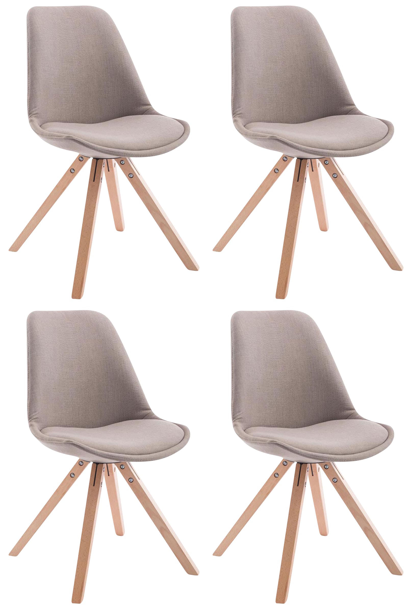 TPFLiving 4er Set Besucherstuhl Toulon Stoff Gestell Holz Square Natura