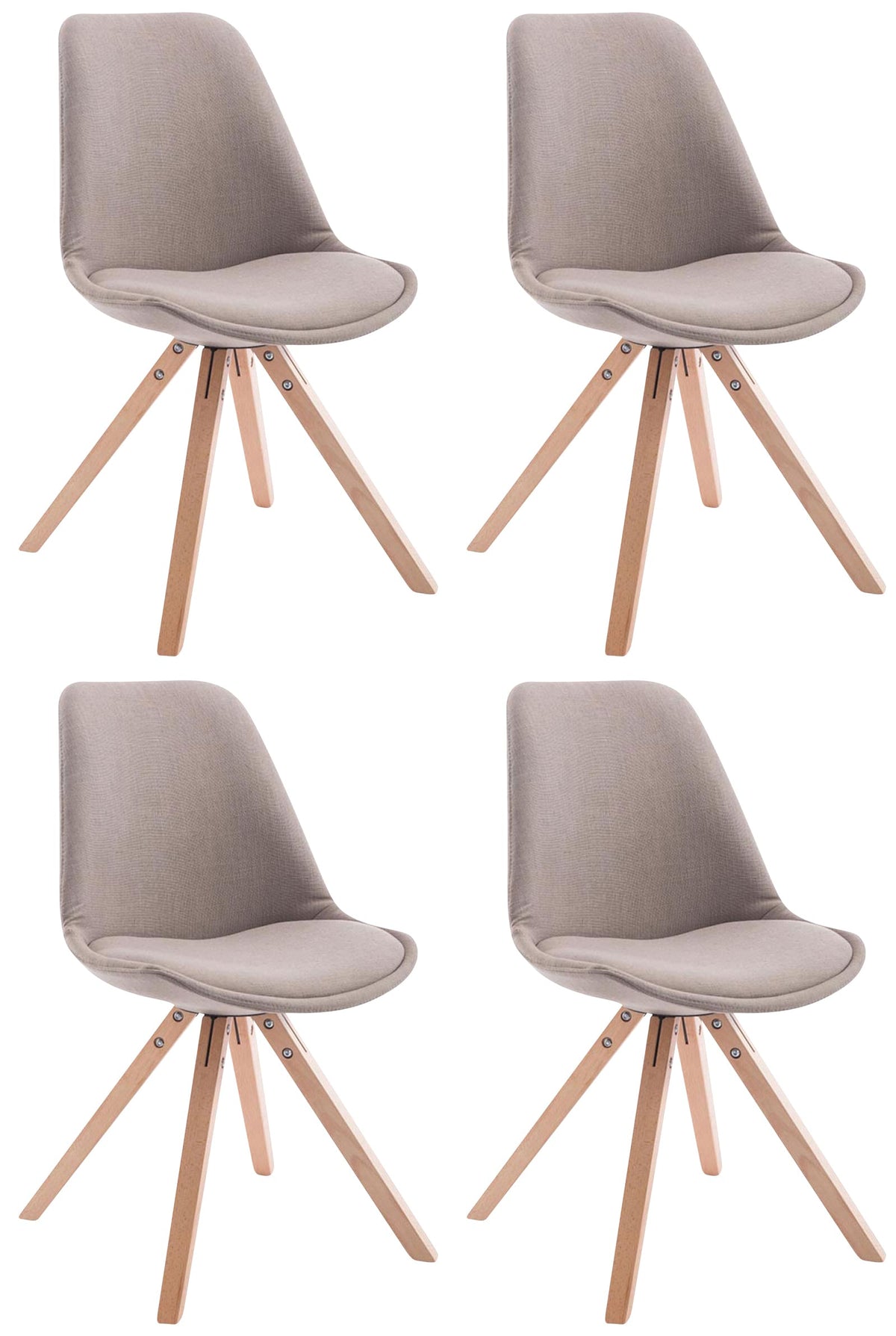 TPFLiving 4er Set Besucherstuhl Toulon Stoff Gestell Holz Square Natura