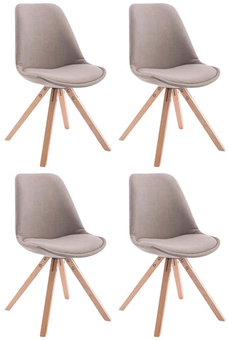 TPFLiving 4er Set Besucherstuhl Toulon Stoff Gestell Holz Square Natura