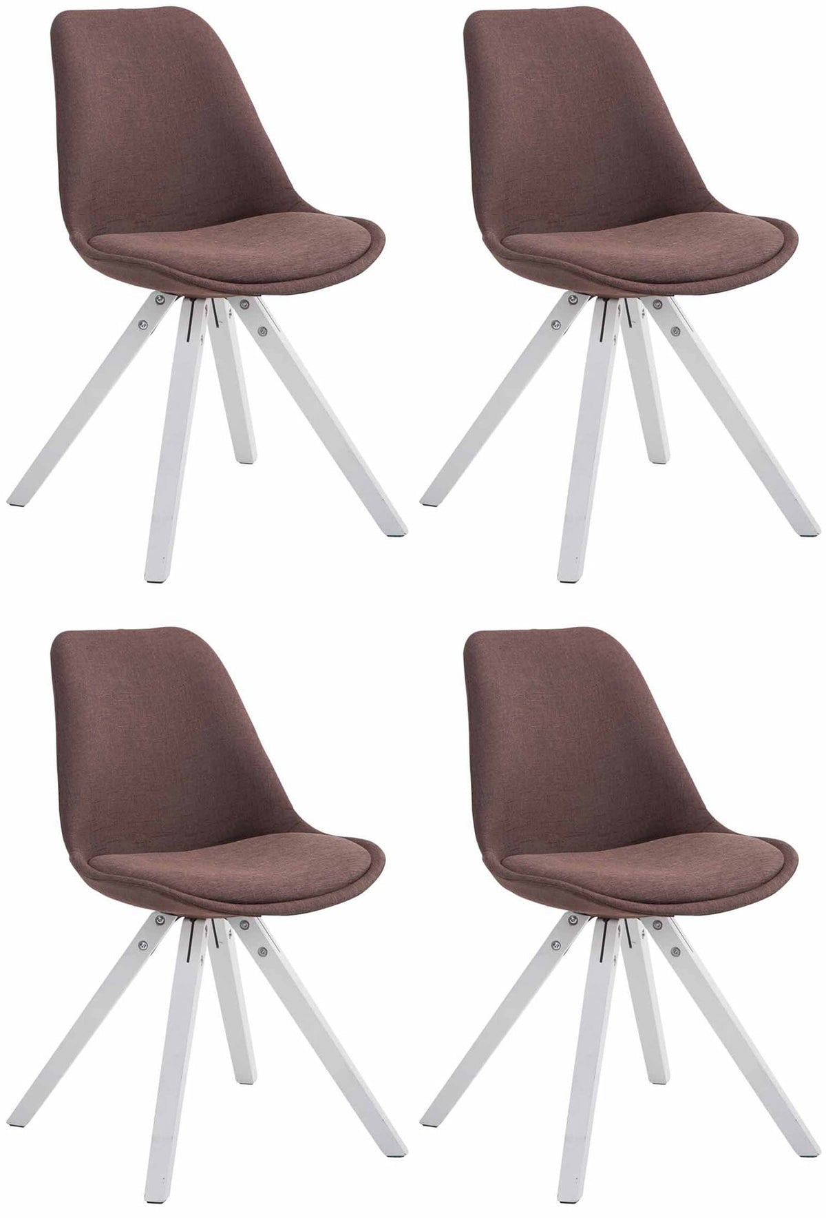 TPFLiving 4er Set Besucherstuhl Toulon Stoff Gestell Holz Square Weiß