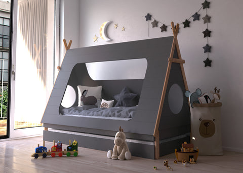 TPFLiving Kinderbett Fryak in Form eines Tipis, inkl. Lattenrost