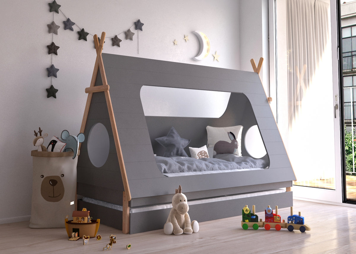 TPFLiving Kinderbett Fryak in Form eines Tipis, inkl. Lattenrost
