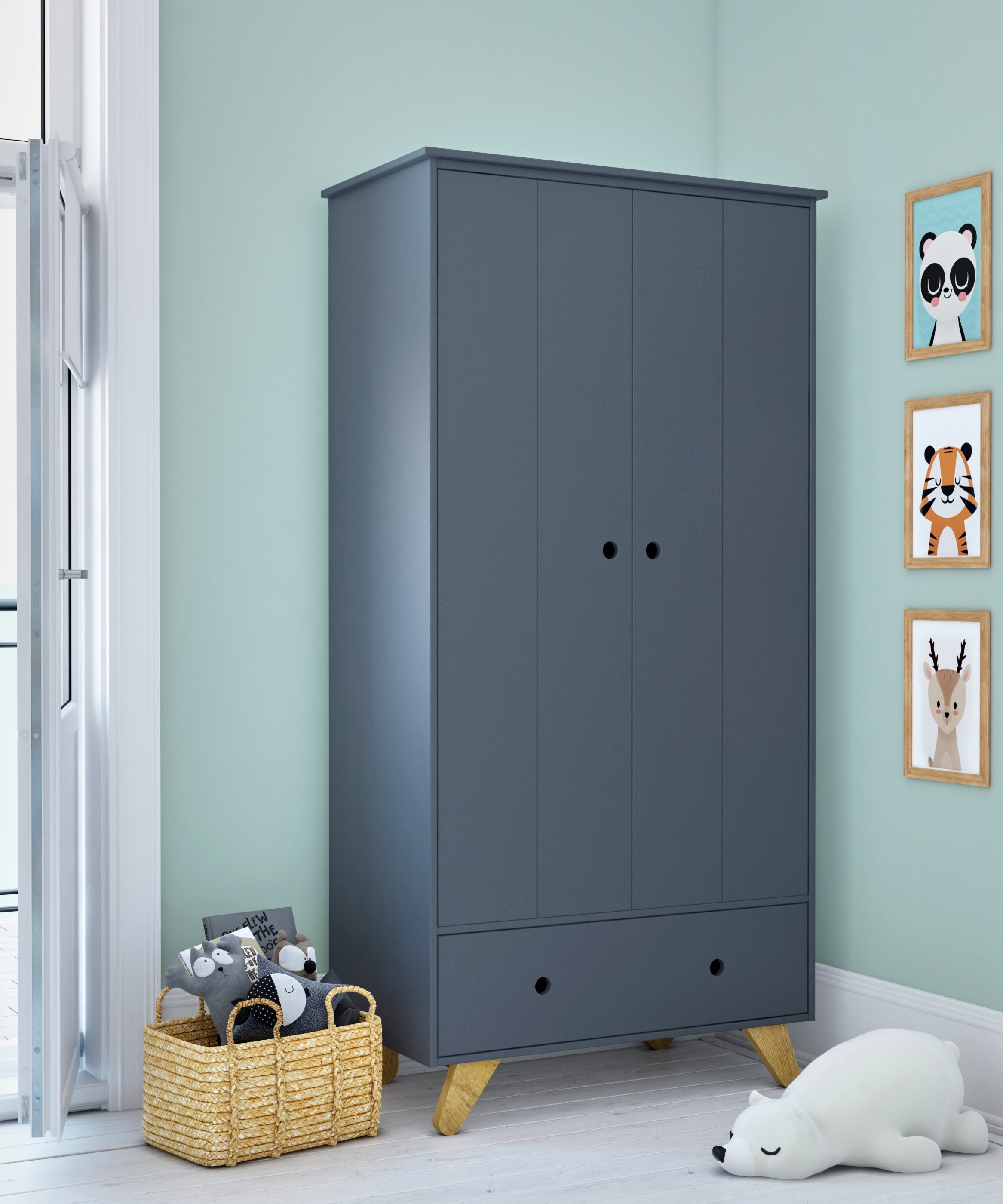 TPFLiving Kleiderschrank Lund 2 Türen, 1 Schublade