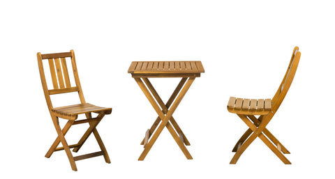 TPFGarden Sitzgruppe Akana mit 2 Stühlen und 1 Tisch, 60x60 cm - Akazienholz geölt