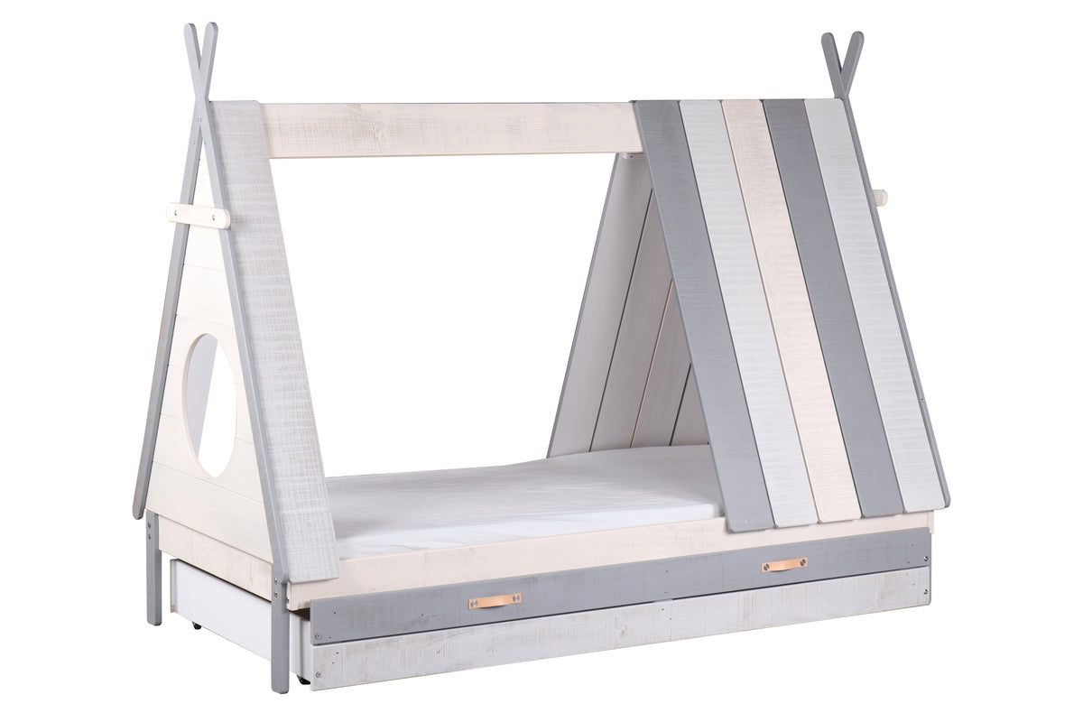 TPFLiving Schublade für Bett 12020005 und 12020006 Scärlok-Scroll mit 2 Griffen und Rollen