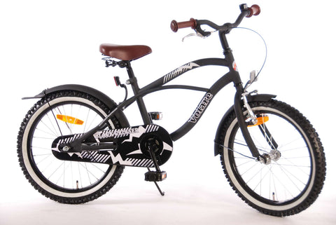 TPFSports Black Cruiser Kinderfahrrad - Jungen - 18 Zoll - Rücktritt + Handbremse - Schwarz