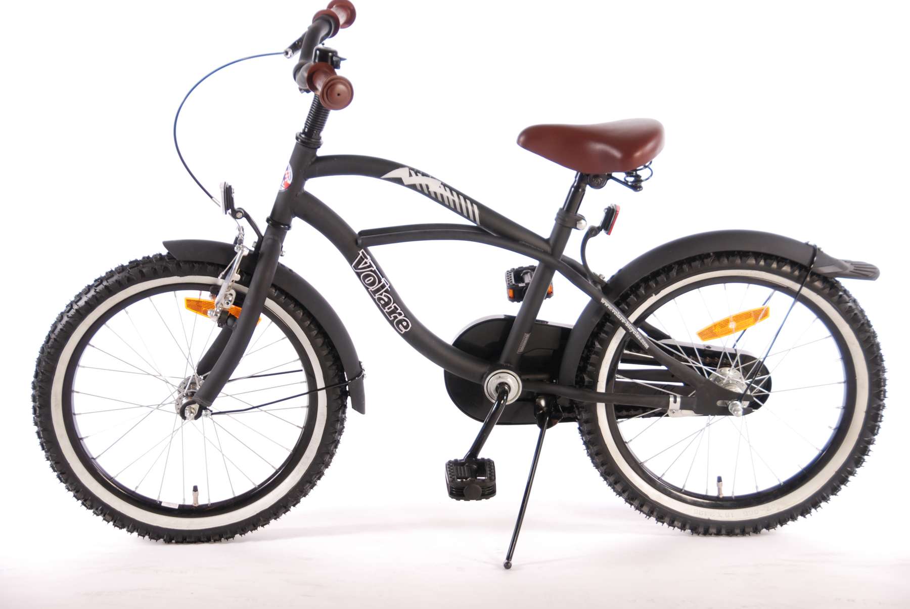 TPFSports Black Cruiser Kinderfahrrad - Jungen - 18 Zoll - Rücktritt + Handbremse - Schwarz