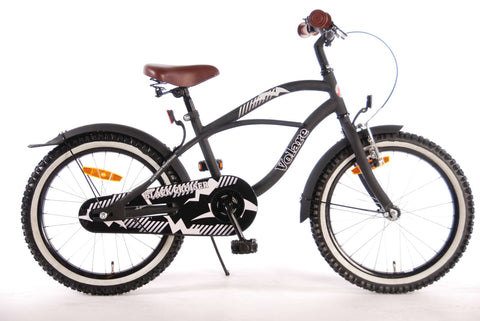 TPFSports Black Cruiser Kinderfahrrad - Jungen - 18 Zoll - Rücktritt + Handbremse - Schwarz