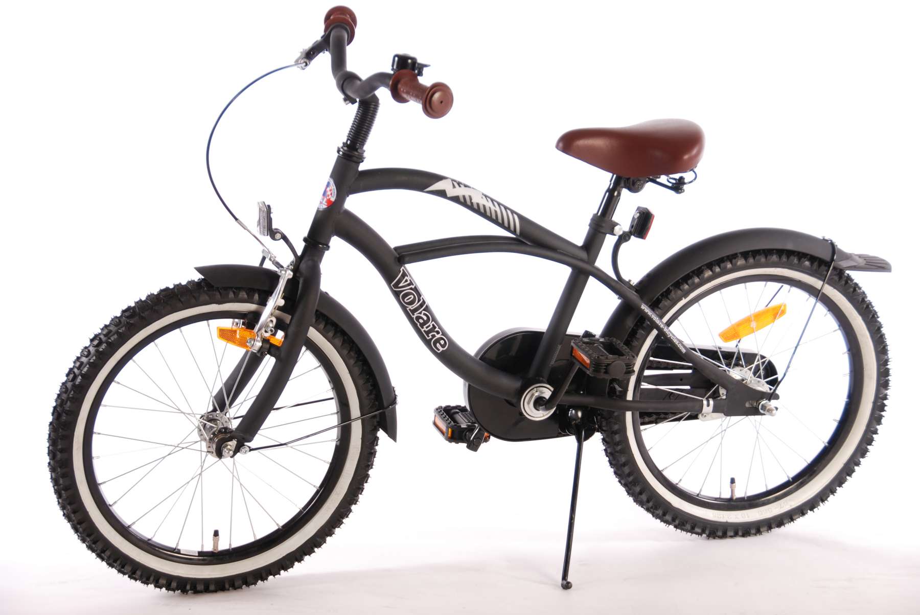 TPFSports Black Cruiser Kinderfahrrad - Jungen - 18 Zoll - Rücktritt + Handbremse - Schwarz